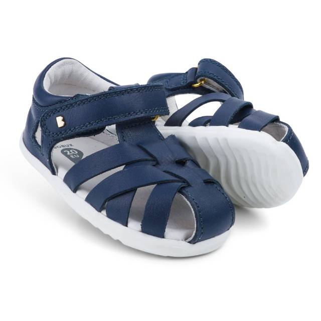 סנדל צעד ראשון כחול סוליה בצבע לבן סגירת סקוץ סגור מקדימה